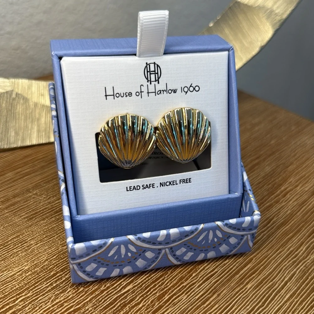 nib HOUSE OF HARLOW Scallop Shell Earrings - Picture 4 of 8